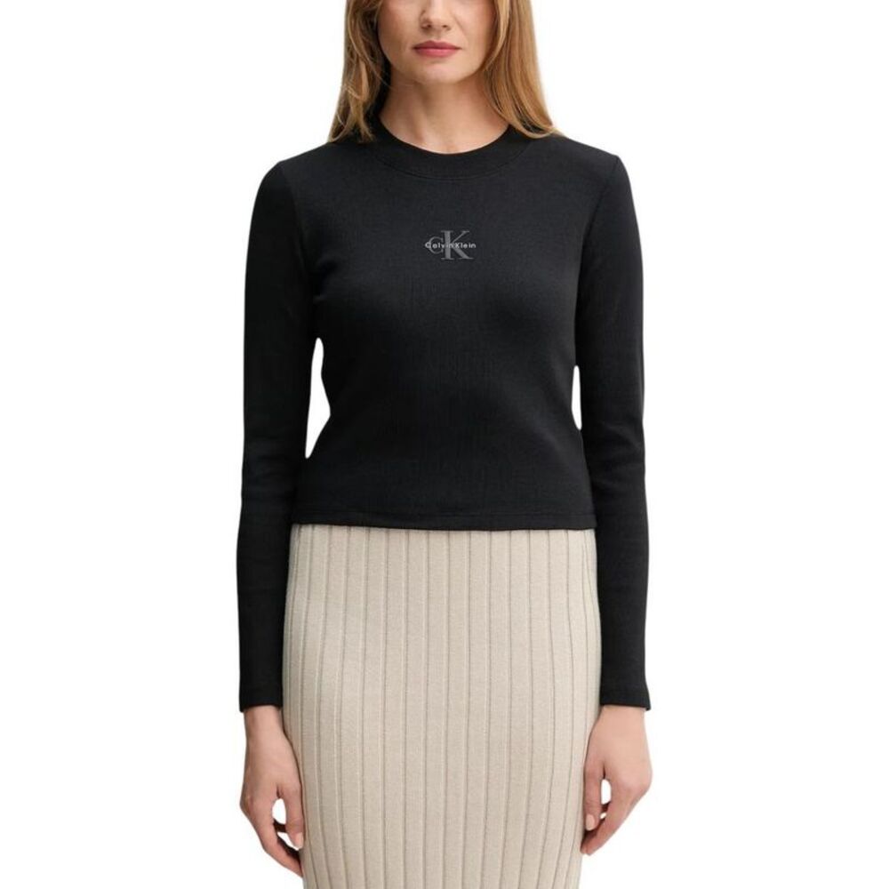 Calvin Klein Jeans Black Cotton Long Sleeve Women's T-Shirt